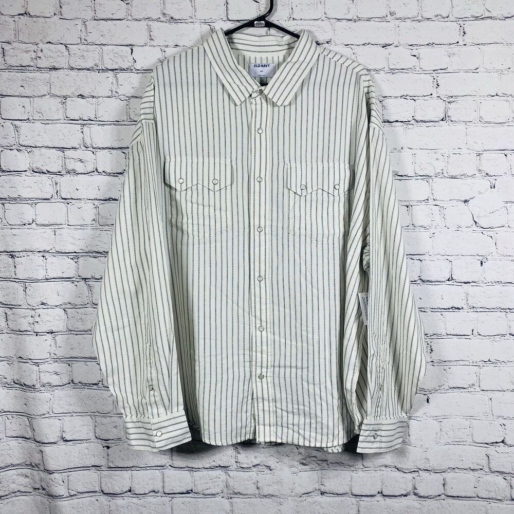 Men’s Textured Stripe Western pocket, Long Sleeve Shirt Size XXL